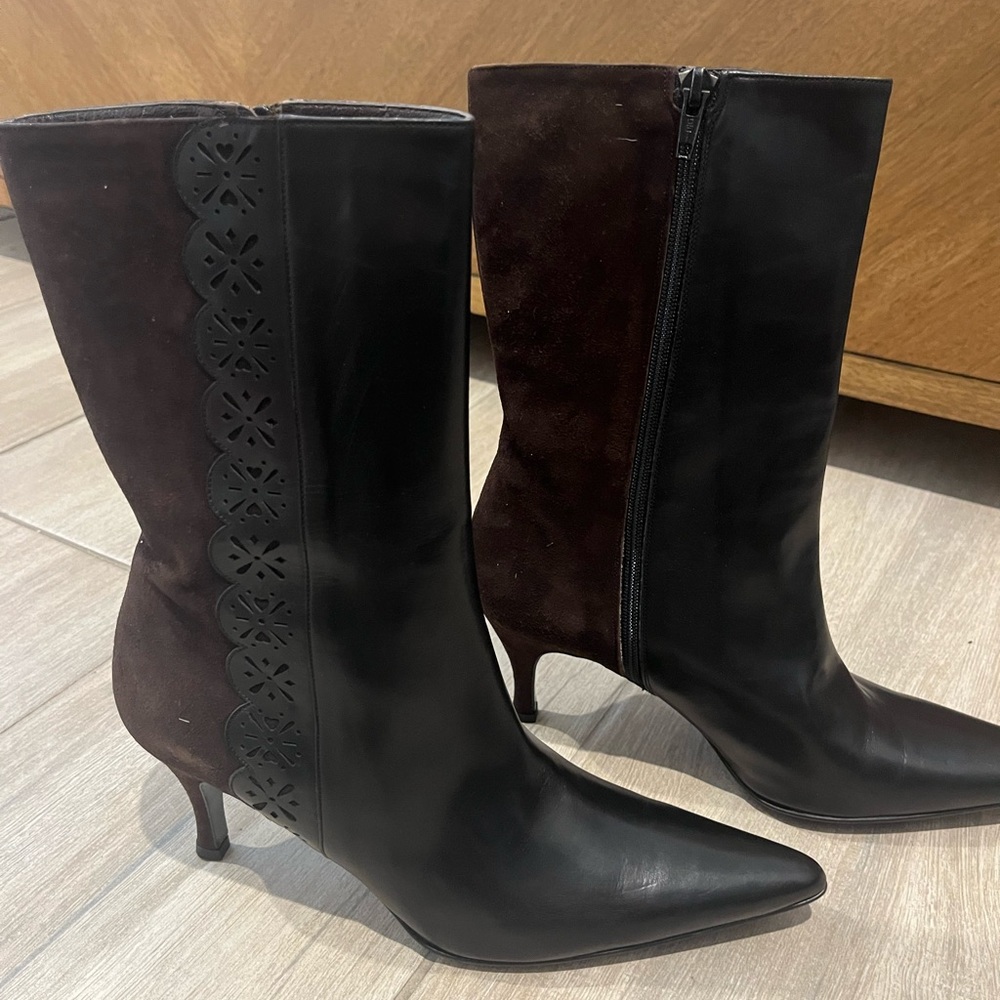 New without box Coach leather and suede black and brown boot